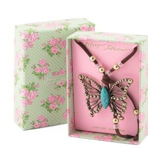 Betsey Johnson Gold and Turquoise Butterfly Necklace